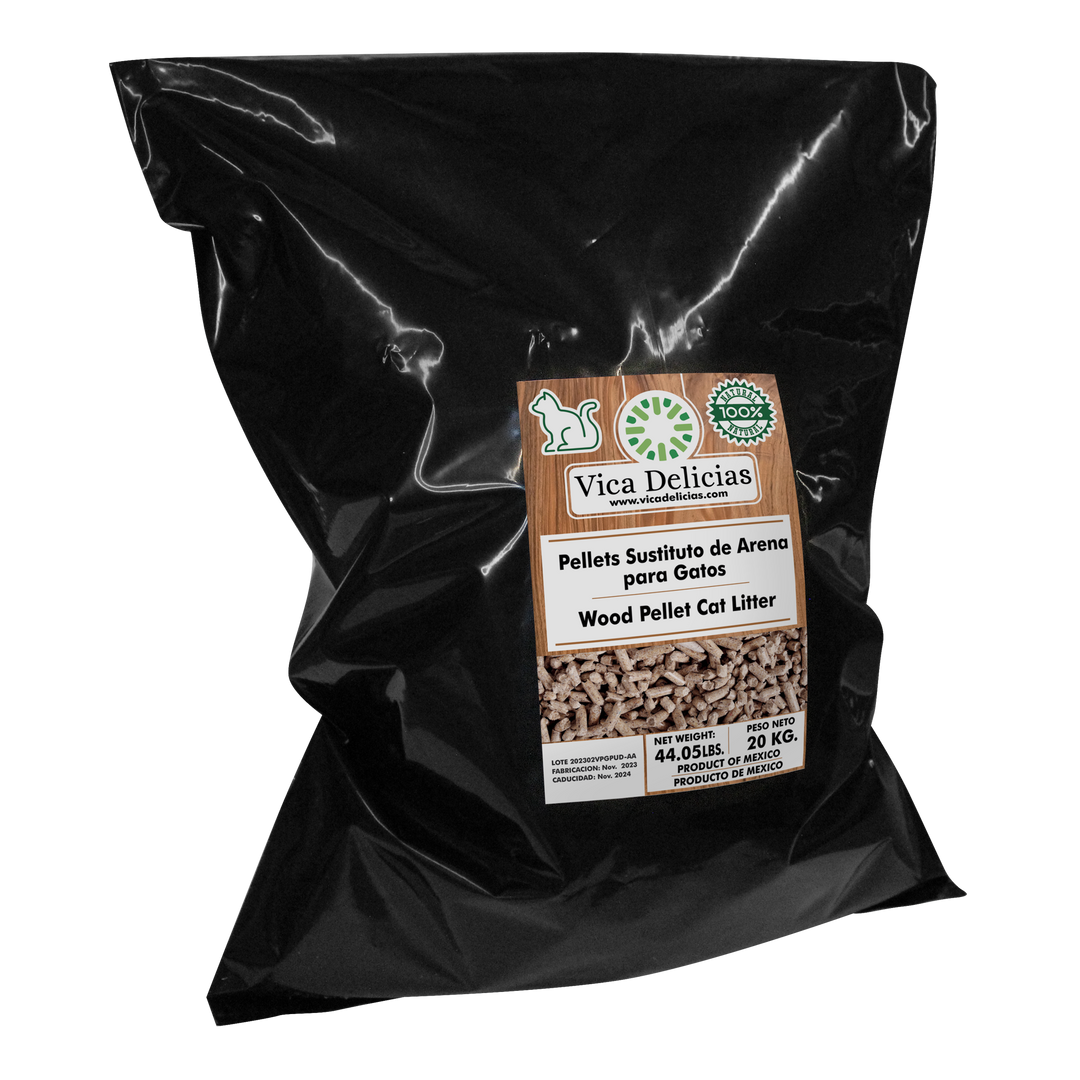 Sustituto de arena para gato | Pellets de madera | Bolsa con 20 kg