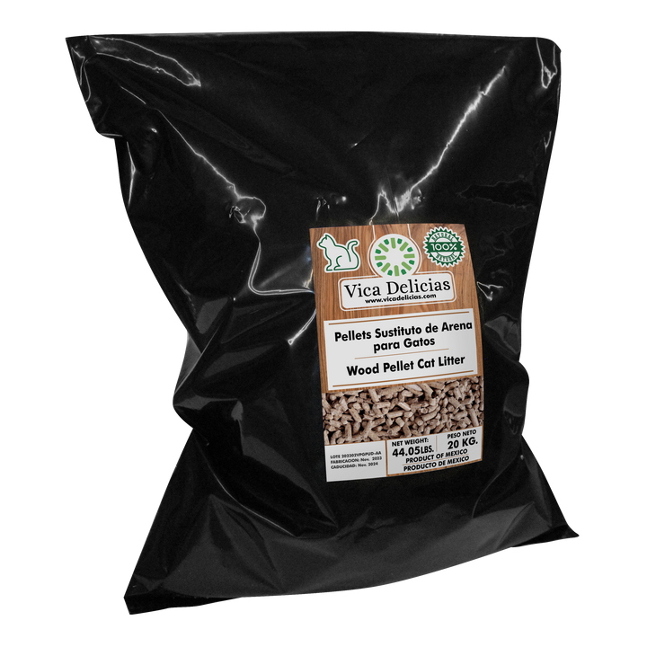 Sustituto de arena para gato | Pellets de madera | Bolsa con 20 kg