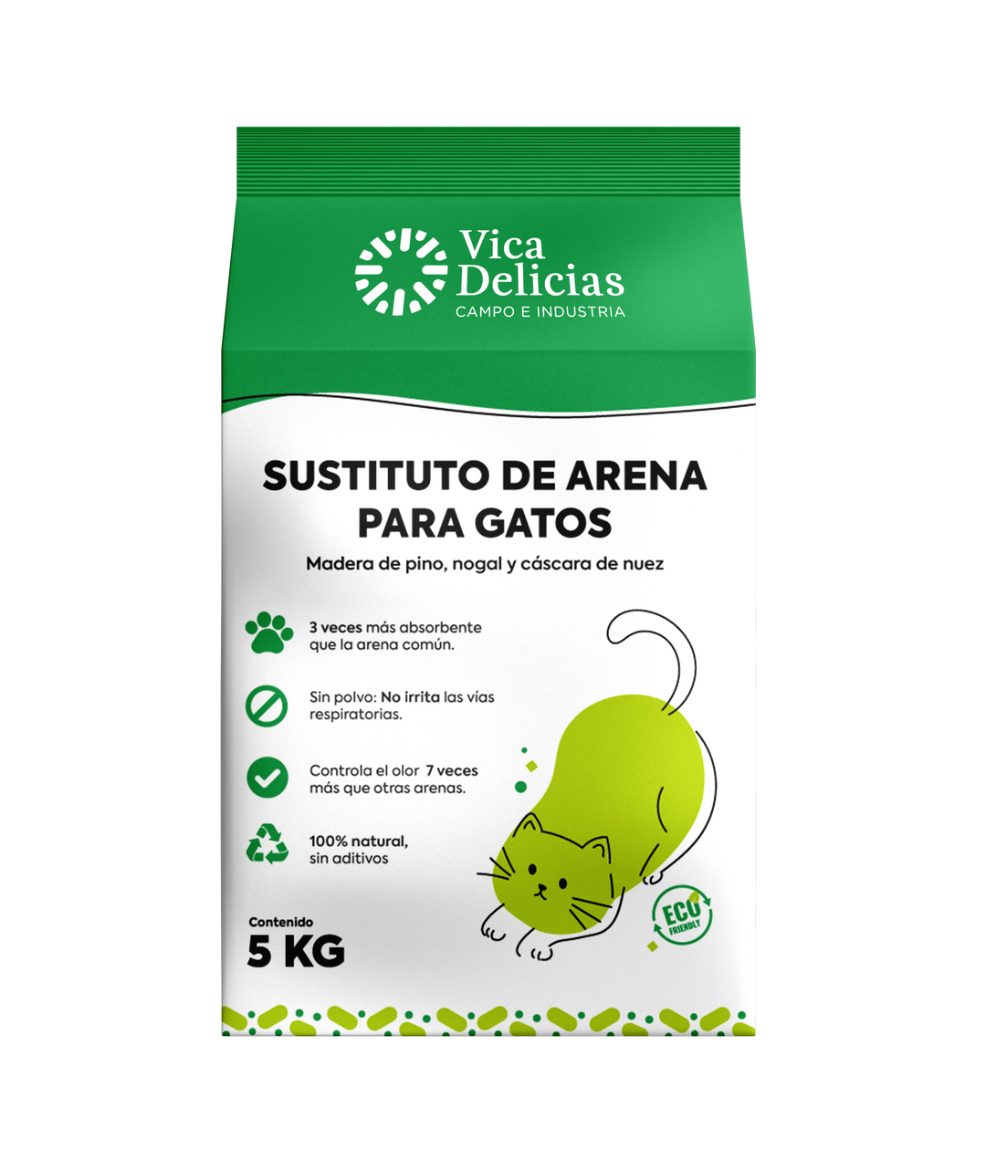 Sustituto de arena para gato | Pellets de madera | Caja con 4 bolsas de 5kg